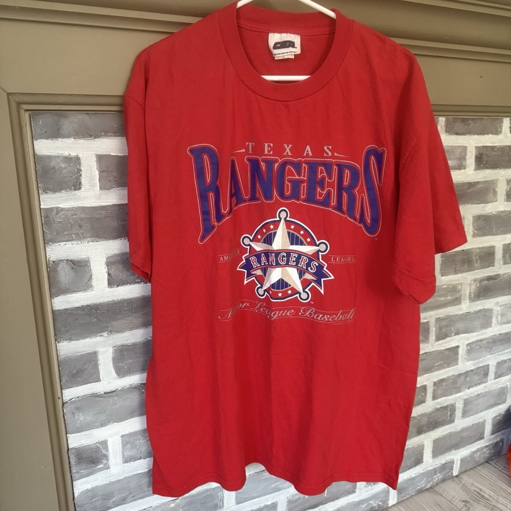 Vintage 1990s Texas Rangers Baseball T Shirt Men's Xl Red CSA Brand